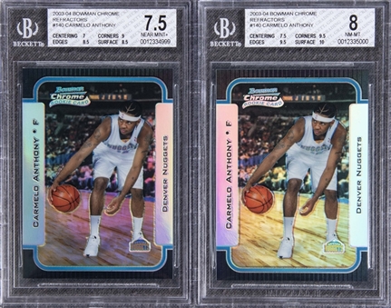2003-04 Bowman Chrome Refractors #140 Carmelo Anthony BGS-Graded Rookie Cards Pair (2)
